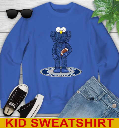 NFL Football New England Patriots Kaws Bff Blue Figure Shirt Youth Sweatshirt - Image 8