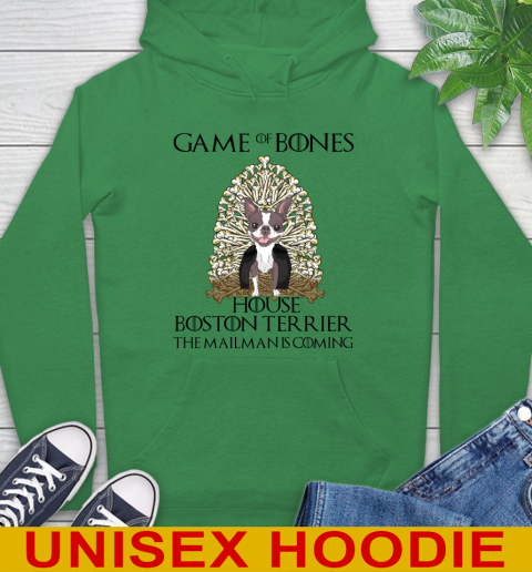 Game of bones house boston terrier dog the mailman is coming tshirt 17