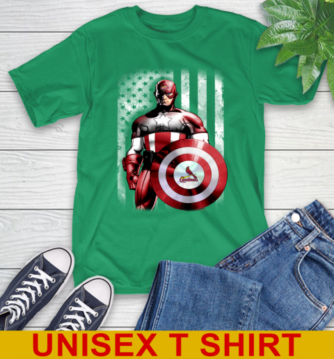 St.Louis Cardinals MLB Baseball Captain America Marvel Avengers American Flag Shirt T-Shirt 7