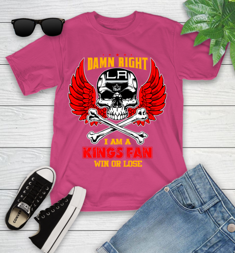 NHL Damn Right I Am A Los Angeles Kings Win Or Lose Skull Hockey Sports Youth T-Shirt 11