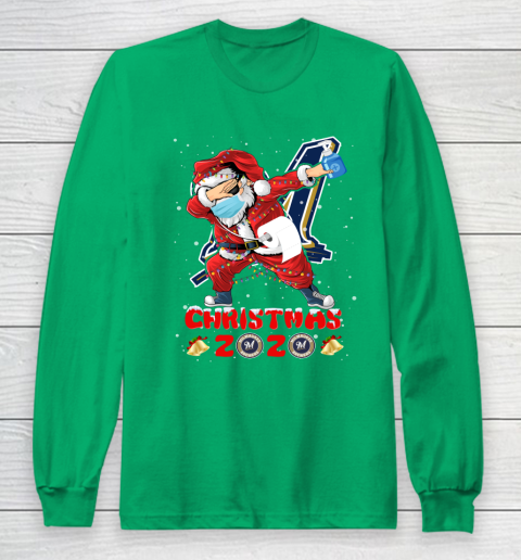 Milwaukee Brewers Funny Santa Claus Dabbing Christmas 2020 MLB Long Sleeve T-Shirt 4