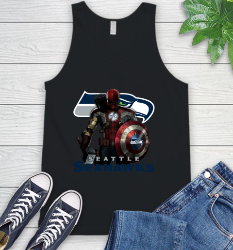 NFL Captain America Thor Spider Man Hawkeye Avengers Endgame Football Seattle Seahawks Tank Top 2