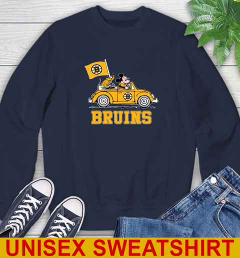 NHL Hockey Boston Bruins Pluto Mickey Driving Disney Shirt Sweatshirt 3
