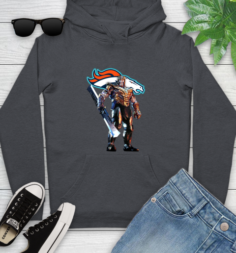 NFL Thanos Gauntlet Avengers Endgame Football Denver Broncos Youth Hoodie 8