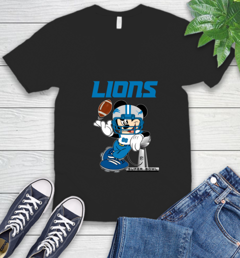 NFL Detroit Lions Mickey Mouse Disney Super Bowl Football T Shirt V-Neck T-Shirt 2