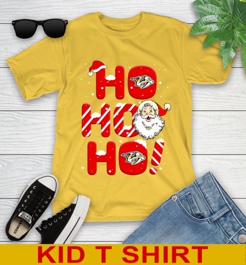 Nashville Predators NHL Hockey Ho Ho Ho Santa Claus Merry Christmas Shirt Youth T-Shirt 9