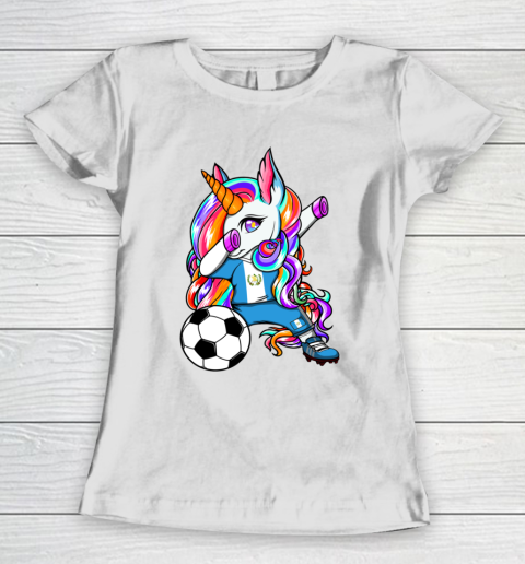 Dabbing Unicorn Guatemala Soccer Fans Jersey Flag Football Women's T-Shirt