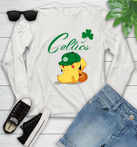 NBA Pikachu Basketball Sports Boston Celtics Youth Long Sleeve 12