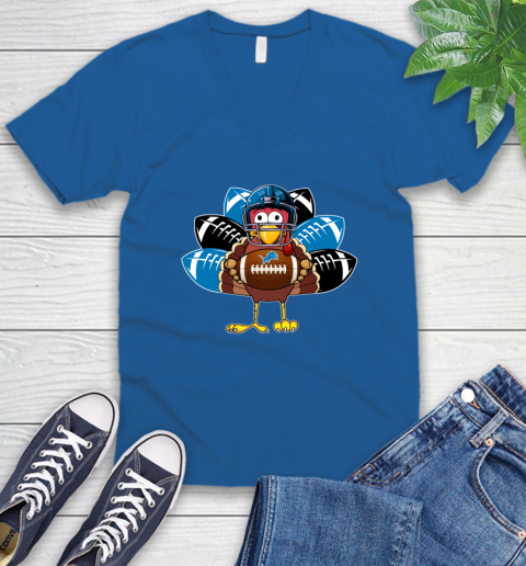 Detroit Lions Turkey Thanksgiving Day V-Neck T-Shirt 6