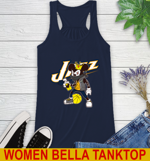 Utah Jazz NBA Basketball Mickey Peace Sign Sports Racerback Tank 11
