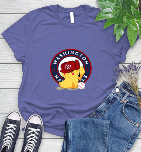 MLB Pikachu Baseball Sports Washington Nationals Women's T-Shirt 11