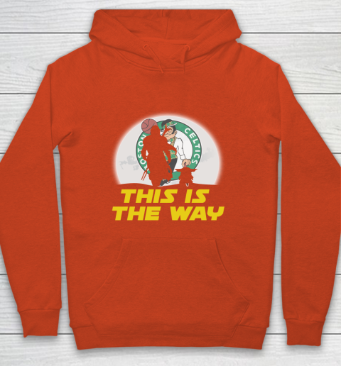 Boston Celtics NBA Basketball Star Wars Yoda And Mandalorian This Is The Way Youth Hoodie 3