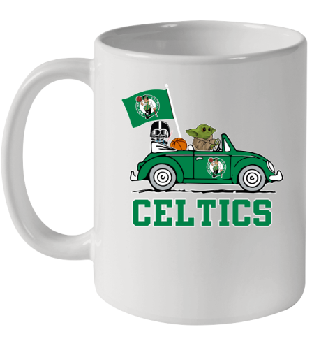 NBA Basketball Boston Celtics Darth Vader Baby Yoda Driving Star Wars Shirt Ceramic Mug 11oz