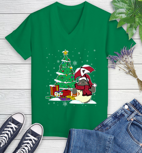 Atlanta Falcons NFL Football Cute Tonari No Totoro Christmas Sports Women's V-Neck T-Shirt 5