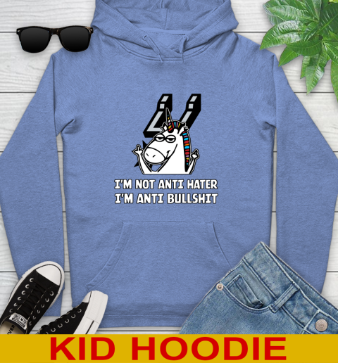 San Antonio Spurs NBA Basketball Unicorn I'm Not Anti Hater I'm Anti Bullshit Youth Hoodie 12