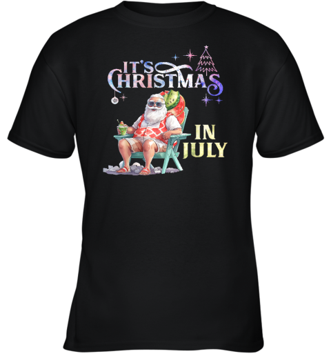 Christmas In July Santa Beach Summer Float Xmas Funny Youth T-Shirt