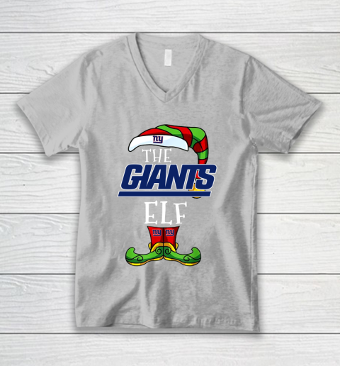 New York Giants Christmas ELF Funny NFL V-Neck T-Shirt 3