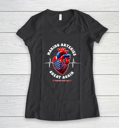 Making Arteries Great Again, Cardiac Cath Lab Women's V-Neck T-Shirt 4
