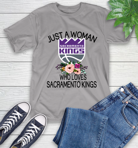 NBA Just A Woman Who Loves Sacramento Kings Basketball Sports T-Shirt 4