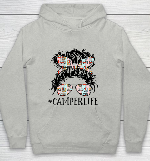 Camper Life Messy Bun Hair Mother s Day Camping Lovers Youth Hoodie