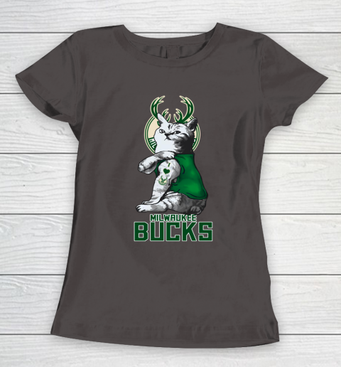 NBA Basketball My Cat Loves Milwaukee Bucks Women's T-Shirt 7