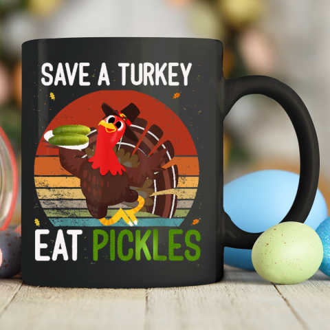 Save A Turkey Eat A Pickles Funny Thanksgiving Costume Ceramic Mug 11oz 4