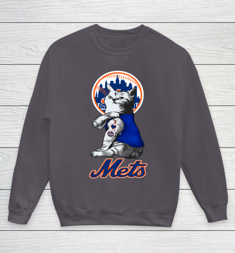 MLB Baseball My Cat Loves New York Mets Youth Sweatshirt 5