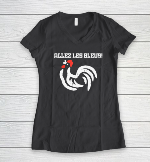 France Allez Les Bleus French Rooster Soccer Women's V-Neck T-Shirt 4