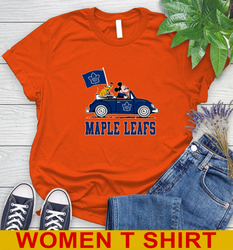 NHL Hockey Toronto Maple Leafs Pluto Mickey Driving Disney Shirt Women's T-Shirt 4