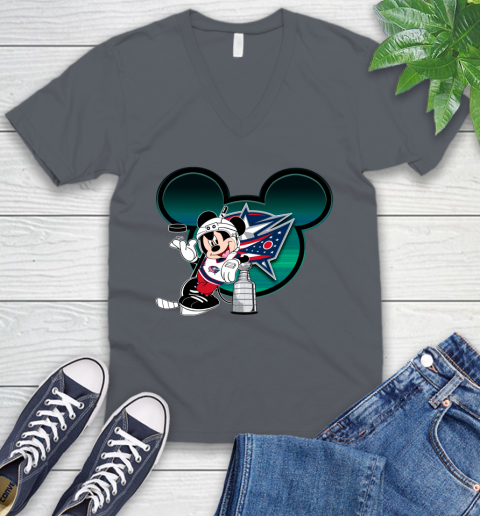 NHL Columbus Blue Jackets Stanley Cup Mickey Mouse Disney Hockey T Shirt V-Neck T-Shirt 5