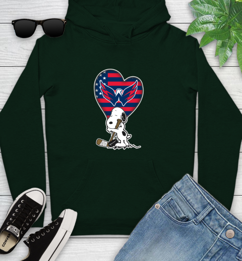 Washington Capitals NHL Hockey The Peanuts Movie Adorable Snoopy Youth Hoodie 13