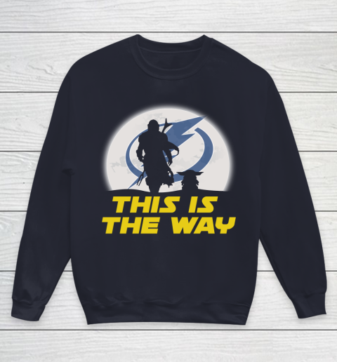 Tampa Bay Lightning NHL Ice Hockey Star Wars Yoda And Mandalorian This Is The Way Youth Sweatshirt 2