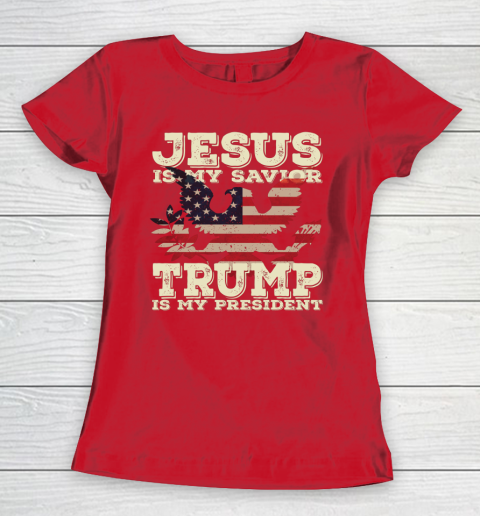 Jesus Is My Savior Trump Is My President Vintage American Women's T-Shirt 9
