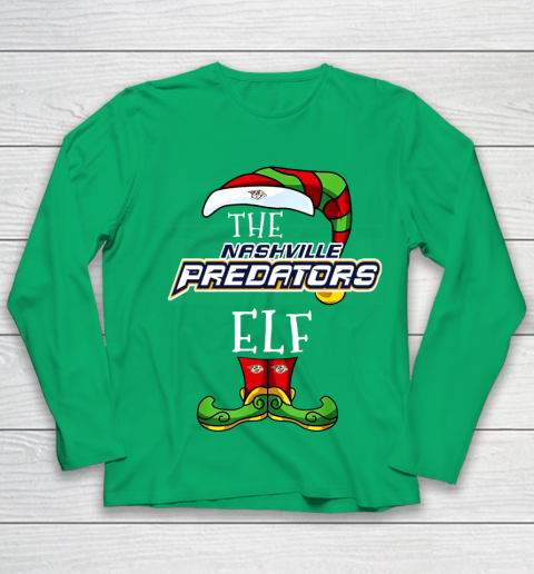 Nashville Predators Christmas ELF Funny NHL Youth Long Sleeve 4