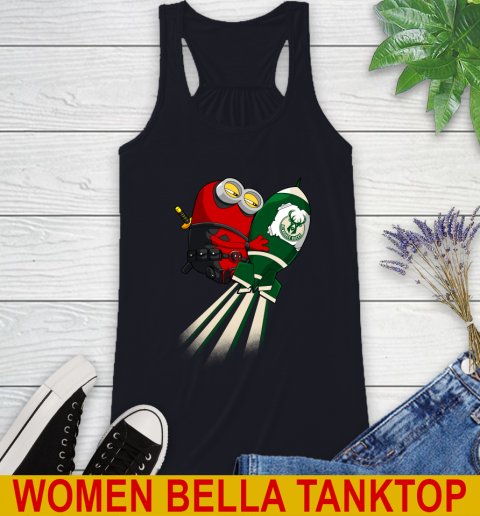 NBA Basketball Milwaukee Bucks Deadpool Minion Marvel Shirt Racerback Tank 8