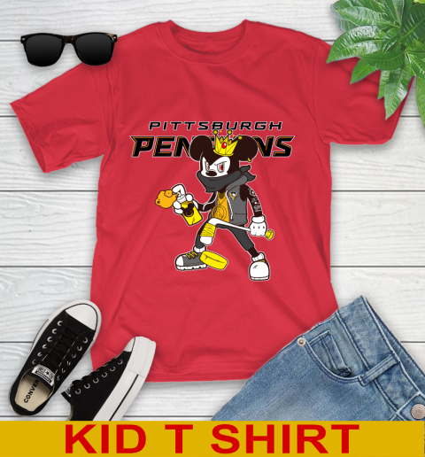 Pittsburgh Penguins NHL Hockey Mickey Peace Sign Sports Youth T-Shirt 10