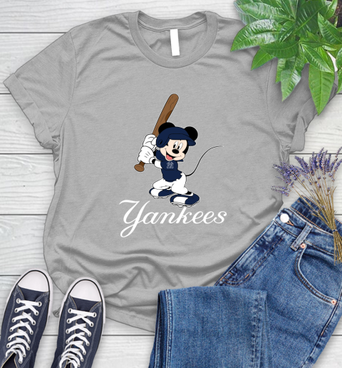 MLB Baseball New York Yankees Cheerful Mickey Mouse Shirt Women's T-Shirt 5