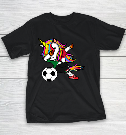 Funny Dabbing Unicorn Sudan Football Sudanese Flag Soccer Youth T-Shirt