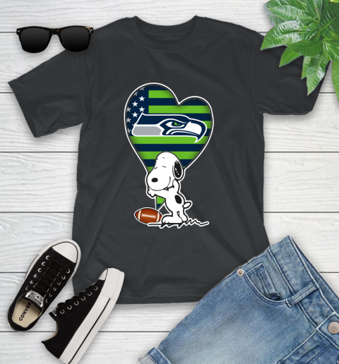 Seattle Seahawks NFL Football The Peanuts Movie Adorable Snoopy Youth T-Shirt 2