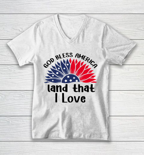 4th Of July God Bless America Land That I Love V-Neck T-Shirt