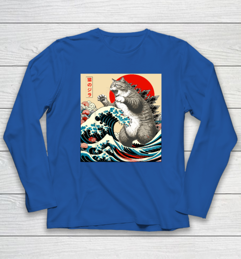 Catzilla Cat Japanese Art Funny Cat Long Sleeve T-Shirt 5