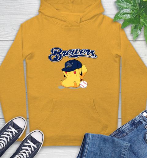 MLB Pikachu Baseball Sports Milwaukee Brewers Hoodie 3