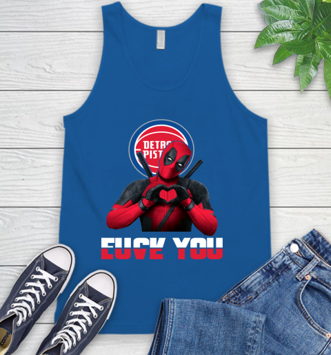 NBA Detroit Pistons Deadpool Love You Fuck You Basketball Sports Tank Top 4