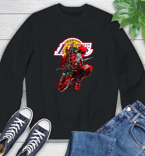 NBA Deadpool Marvel Comics Sports Basketball Los Angeles Lakers Sweatshirt 2