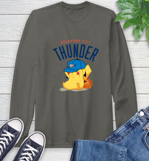 NBA Pikachu Basketball Sports Oklahoma City Thunder Long Sleeve T-Shirt 8