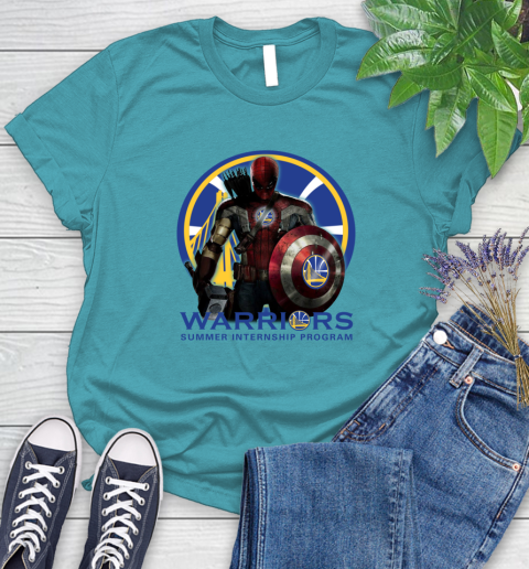 Golden State Warriors NBA Basketball Captain America Thor Spider Man Hawkeye Avengers Women's T-Shirt 12