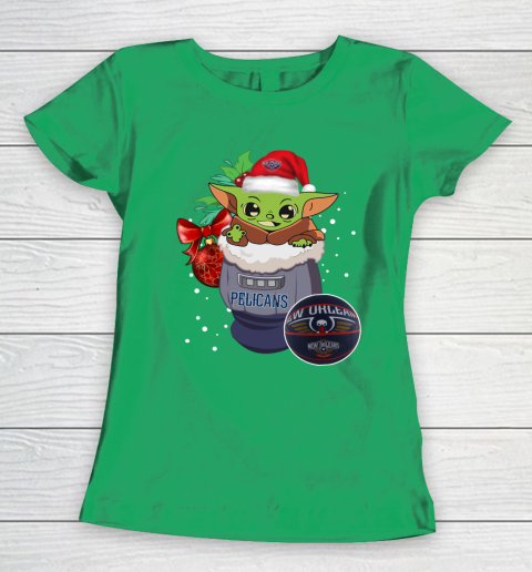 New Orleans Pelicans Christmas Baby Yoda Star Wars Funny Happy NBA Women's T-Shirt