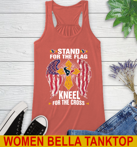 NFL Football Houston Texans Stand For Flag Kneel For The Cross Shirt Racerback Tank 3