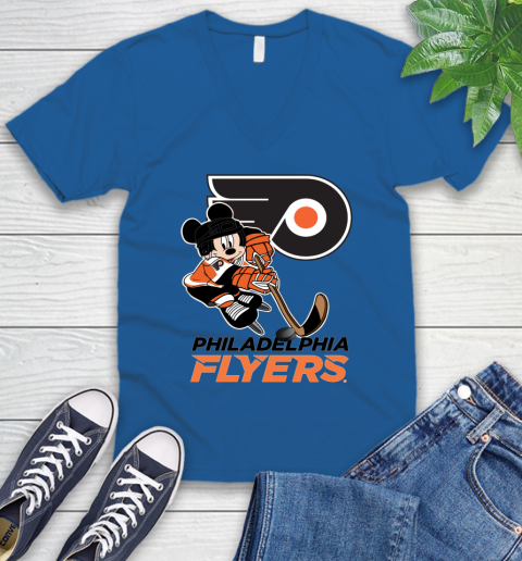 NHL Philadelphia Flyers Mickey Mouse Disney Hockey T Shirt V-Neck T-Shirt 6