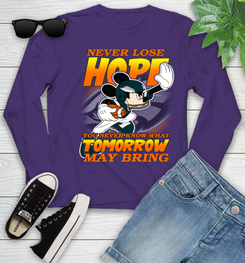 Philadelphia Eagles NFL Football Mickey Disney Never Lose Hope Youth Long Sleeve 4